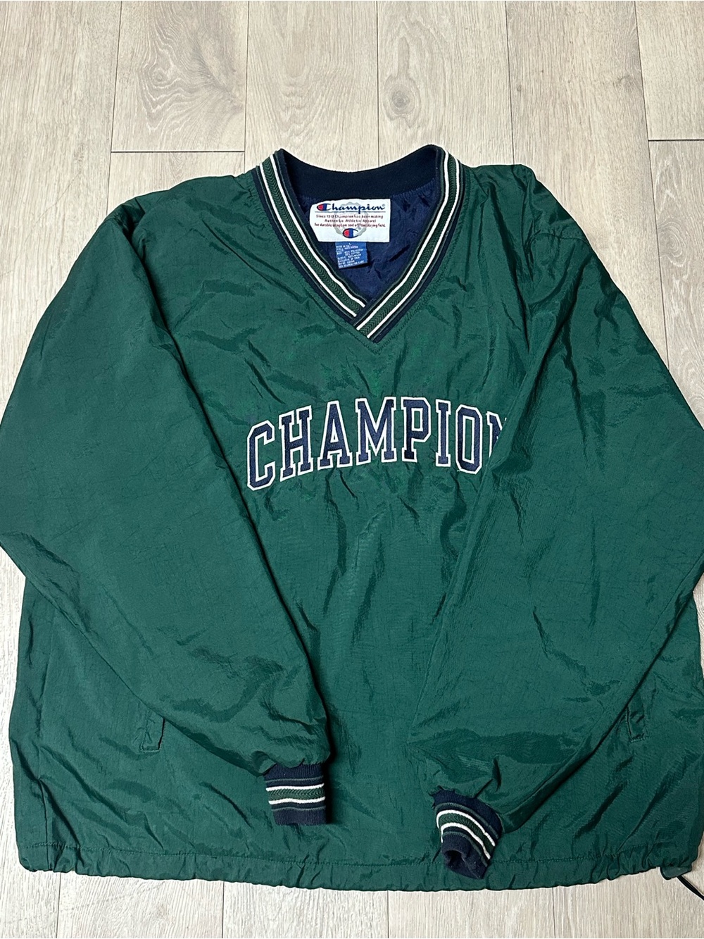 Vintage 1990s Champion Men's Green Pullover Windbreaker Jacket